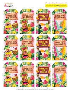 Luau Favor Tags: Luau Party Decorations Kit