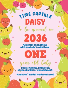 Tutti Frutti Time Capsule Display Sign: Tutti Frutti Birthday Memories Kit