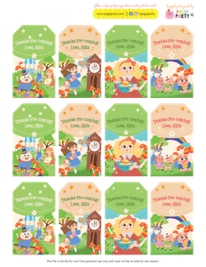 Storybook Nursery Rhymes Favor Tags: Storybook Nursery Rhymes Party Decorations Kit
