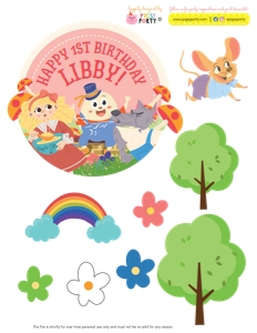 Storybook Nursery Rhymes Cake Toppers (Pink): Storybook Nursery Rhymes Cake Topper (Pink)