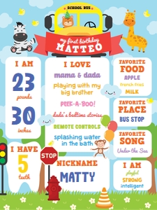 Wheels on the Bus Milestone Board: Wheels on the Bus Memories Kit