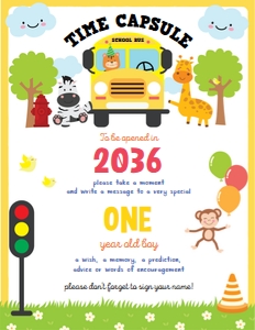 Wheels on the Bus Time Capsule Sign: Wheels on the Bus Memories Kit