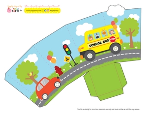 Wheels on the Bus Favor Boxes: Wheels on the Bus Party Decorations Kit