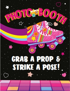 Rollerskating Photo Booth Display Sign: Rollerskating Photo Booth Kit