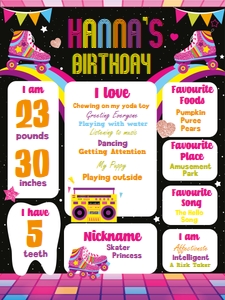 Rollerskating Milestone Board: Rollerskating Birthday Memories Kit