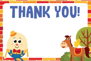 Humpty Dumpty Thank You Card: Humpty Dumpty Party Decorations Kit