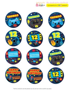 Gamer Boy Cupcake Toppers design preview
