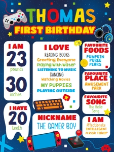 Gamer Boy Milestone Board design preview
