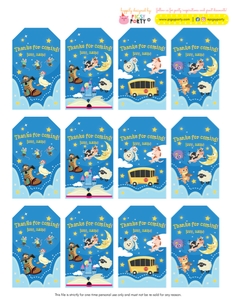Nursery Rhymes Lullaby Favor Tags: Nursery Rhymes Lullaby Party Decorations Kit