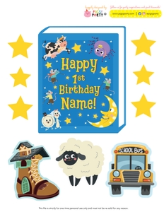 Nursery Rhymes Lullaby Cake Topper: Nursery Rhymes Lullaby Party Decorations Kit