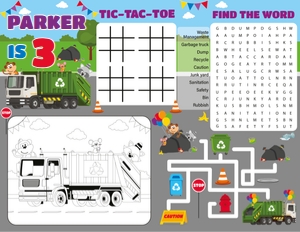 Trash Bash Coloring Place Mat: Trash Bash Games Kit