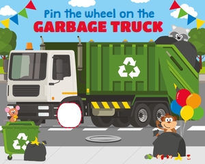 Trash Bash Pin the Wheel on the Garbage Truck Game: Trash Bash Games Kit