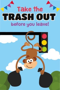 Trash Bash Take Trash Out Sign: Blue Garbage Truck Party Decorations Kit