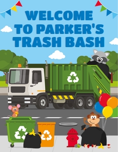 Trash Bash Party Welcome Sign: Trash Bash Ultimate Kit