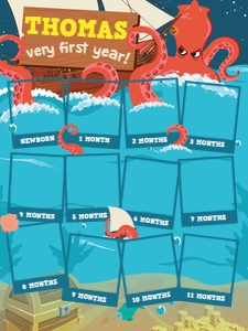 Kraken Milestone Photo Board: Kraken Birthday Memories Kit