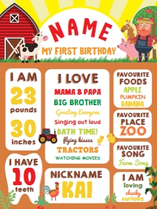 Old MacDonald Milestones Board design preview