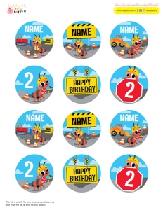 Ants Construction Trucks Cupcake Toppers: Ants Construction Trucks Cupcake Toppers