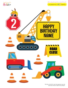 Ants Construction Trucks Cake Topper design preview