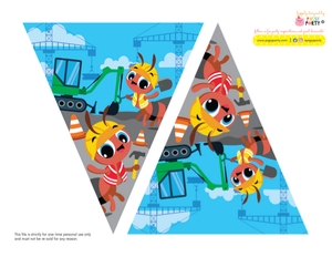 Ants Construction Trucks Banner Decor: Ants Construction Trucks Banner