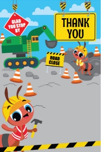Ants Construction Trucks Thank You Card: Ants Construction Trucks Party Decorations Kit