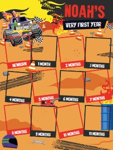 Monster Truck Milestone Photo Board design preview