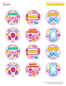 Gamer Girl Cupcake Toppers: Gamer Girl Party Decorations Kit