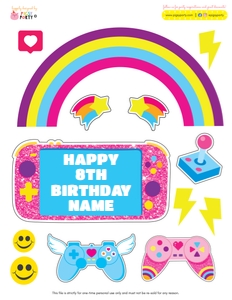 Gamer Girl Cake Topper design preview