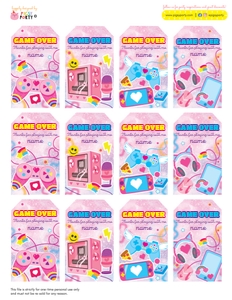 Gamer Girl Gift Tags: Gamer Girl Party Decorations Kit