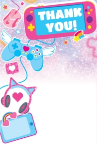 Gamer Girl Thank You Card: Gamer Girl Party Decorations Kit