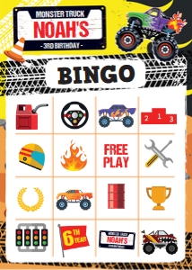 Monster Truck Bingo design preview