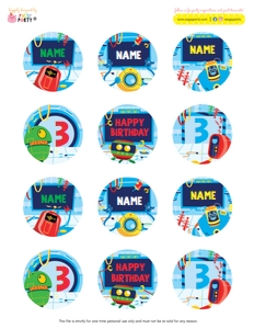 Robots Cupcake Toppers: Robots Cupcake Toppers