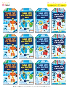 Robots Gift Tags: Robots Party Decorations Kit