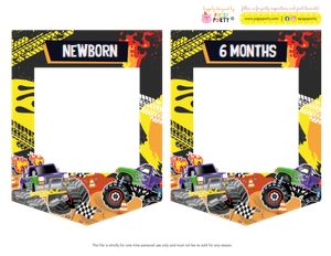 Monster Truck Milestone Photo Banner: Monster Truck Birthday Memories Kit