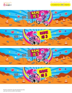Dirt Bike Girl Bottle Wrappers design preview