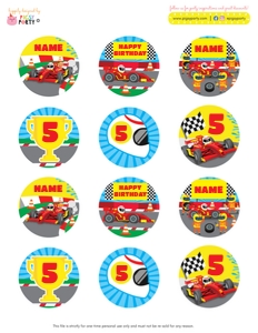 Car Racing Cupcake Topper: Car Racing Party Decorations Kit