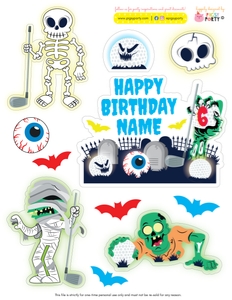 Monster Mini Golf Cake Topper: Monster Mini Golf Party Decorations Kit