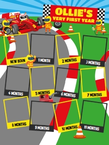 Car Racing Milestone Photo Board: Car Racing Birthday Memories Kit