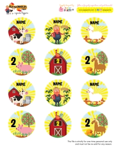 Old MacDonald Cupcake Toppers: Old MacDonald Party Decorations Kit