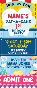 Pat a Cake Invitation Ticket: Pat a Cake Ticket Invitation
