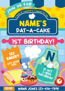 Pat a Cake Invitation V Blue design preview