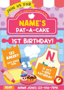 Pat a Cake Invitation V Pink design preview