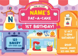 Pat a Cake Invitation H Pink design preview
