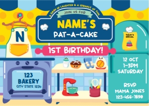 Pat a Cake Invitation H Blue design preview
