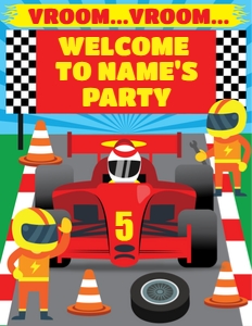Car Racing Welcome Sign: Car Racing Party Decorations Kit