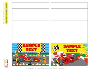 Car Racing Food Labels: Car Racing Party Decorations Kit
