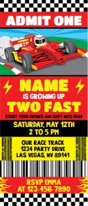 Car Racing Ticket Invitation: Car Racing Ticket Invitation