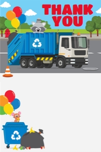 Blue Garbage Truck Thank You Card design preview