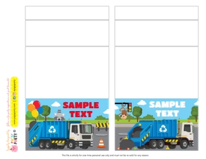 Blue Garbage Truck Food Labels design preview