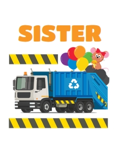 Blue Garbage Truck Birthday Shirt_Sister: Blue Garbage Truck Birthday Shirt Family Bundle