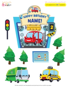 Car Wash Transportation Cake Topper: Car Wash Transportation Party Decorations Kit